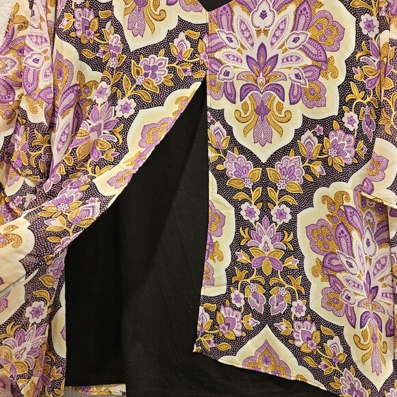 JM Collection boxy flowy womens L Floral Flowy beach coastalgrandma boho batwing - Picture 9 of 11